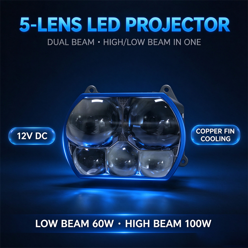 Laser Led Headlight Projector Lens - Lampu Depan LED dengan Lima Lensa,