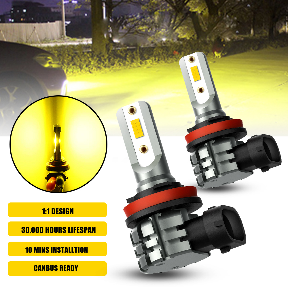 Led Fog Light H11 3000K Yellow - 2 Buah Bohlam Lampu Kabut LED