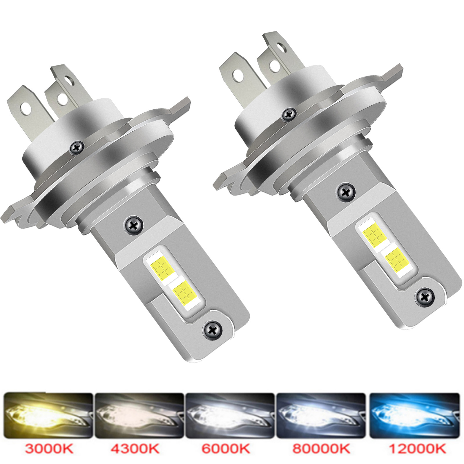 Led Headlight H4 Hi Lo 120W - 2 Buah 30000LM H4 9003 H7