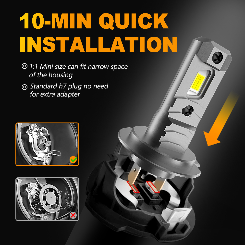 MZGN 2 Buah H7 Bohlam Lampu LE - Led Headlight 6500K White 12000Lm ulasan dan harga