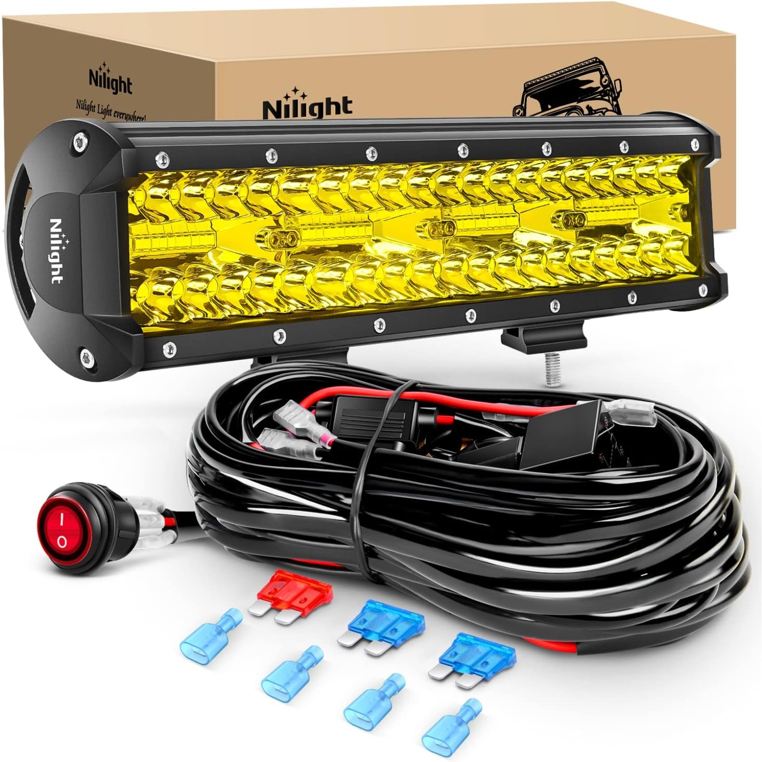 Nilight Lampu LED Amber 12 Inc - Led Work Light Bar 12 Inch Offroad ulasan dan harga