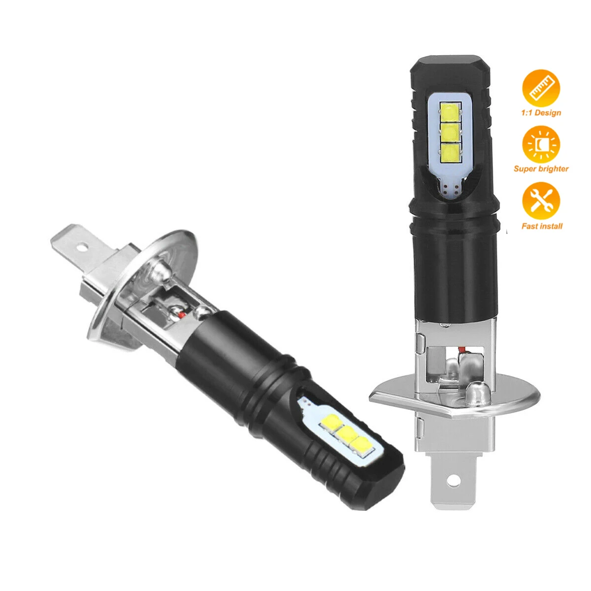 2 Buah 12000LM H1 H3 Bohlam La - Led Headlight 6500K White 12000Lm ulasan dan harga
