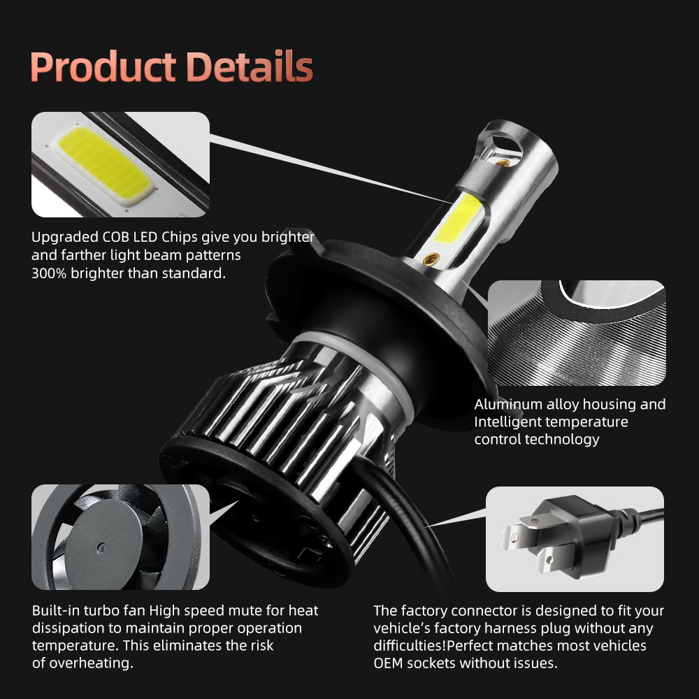 2 Buah H4 H7 LED 48000LM CSP L - Car Led Bulb H1 H3 H8 H11 ulasan dan harga