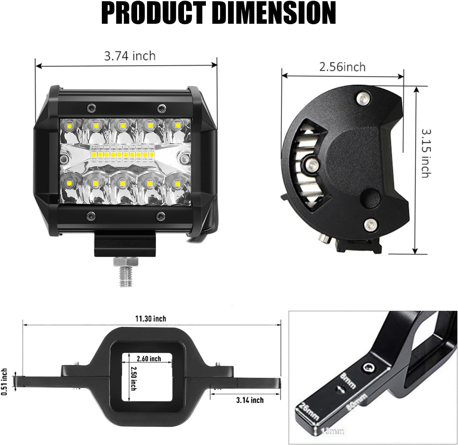 2 Buah Lampu Kerja LED 4 Inci  - Led Work Light Bar 12 Inch Offroad ulasan dan harga