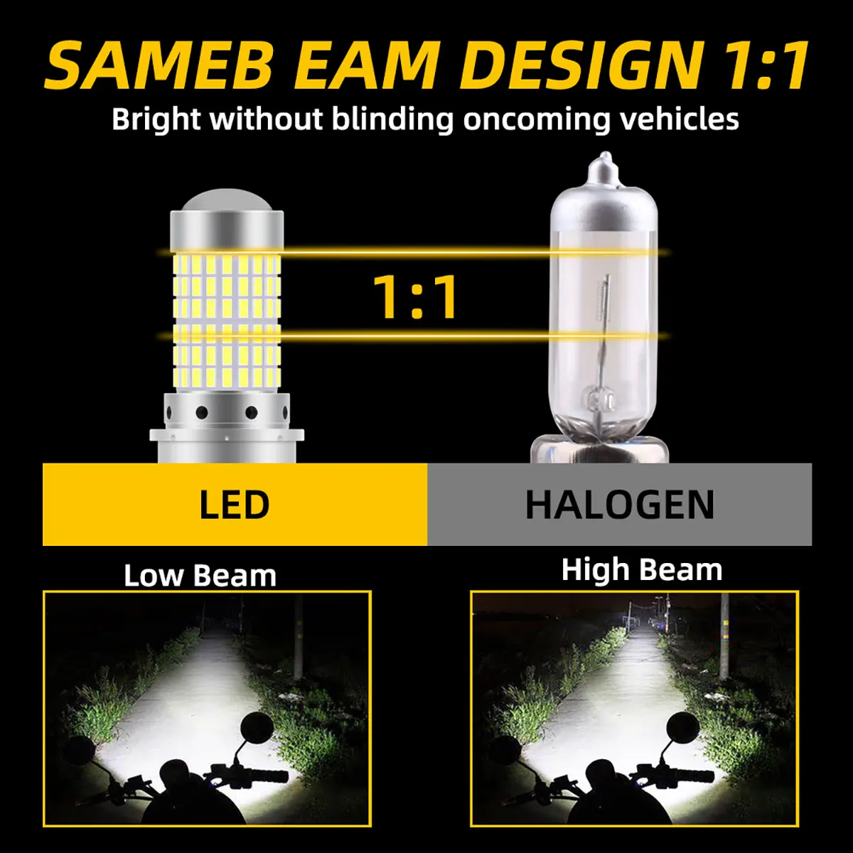 1PCS 144SMD H4 P15D BA20D Lamp - Motorcycle Led Headlight Bulb H4 ulasan dan harga