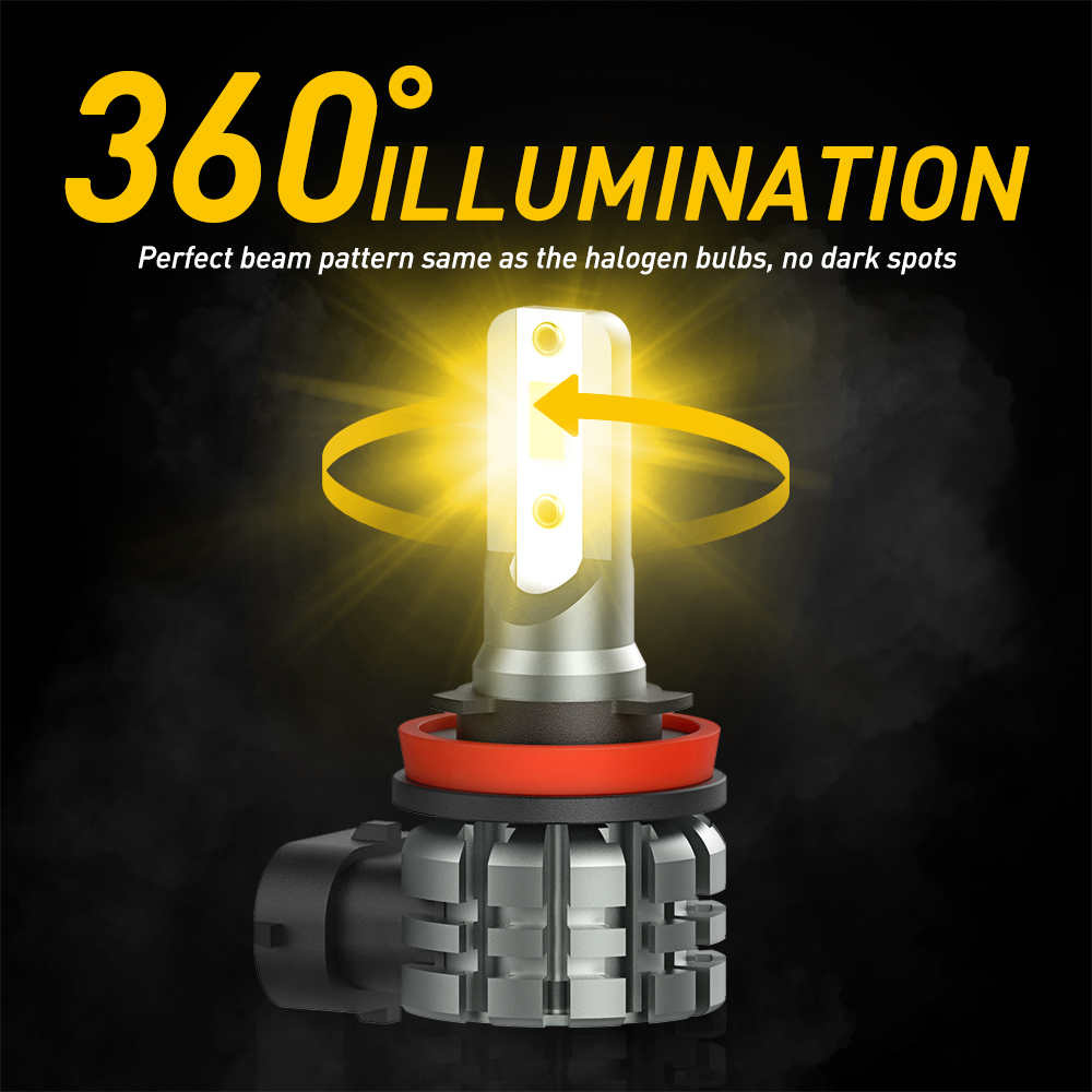 AUXITO 2 Buah H11 H8 Bohlam La - Led Fog Light H11 3000K Yellow ulasan dan harga