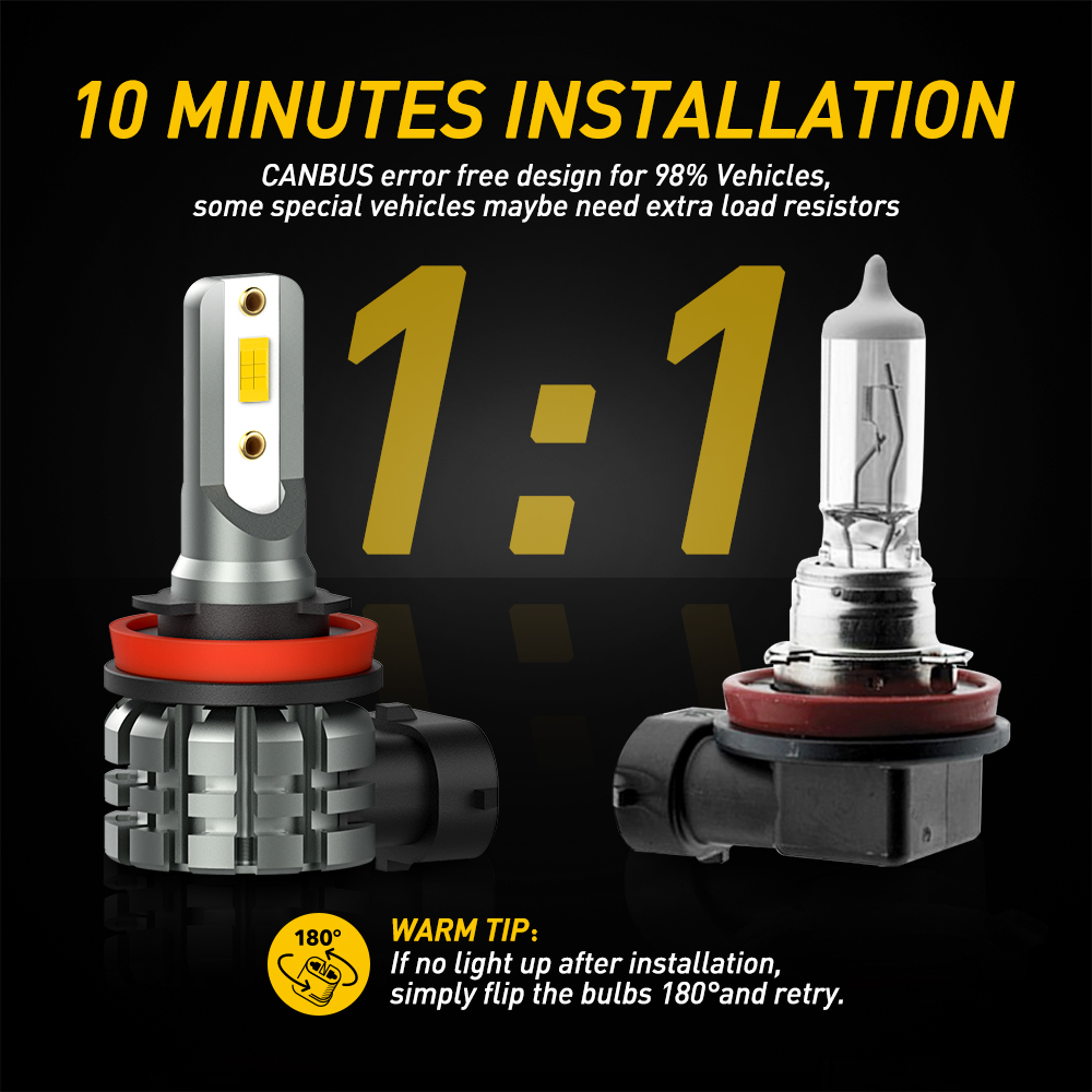 AUXITO 2 Buah H11 H8 Bohlam La - Led Fog Light H11 3000K Yellow ulasan dan harga