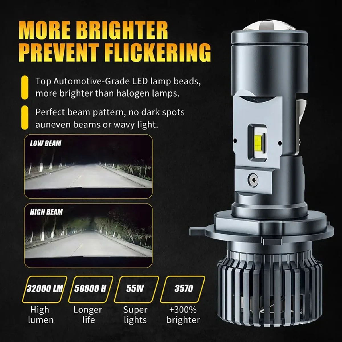 Lampu Depan Mobil LED H4 120W  - Led Headlight H4 Hi Lo 120W ulasan dan harga