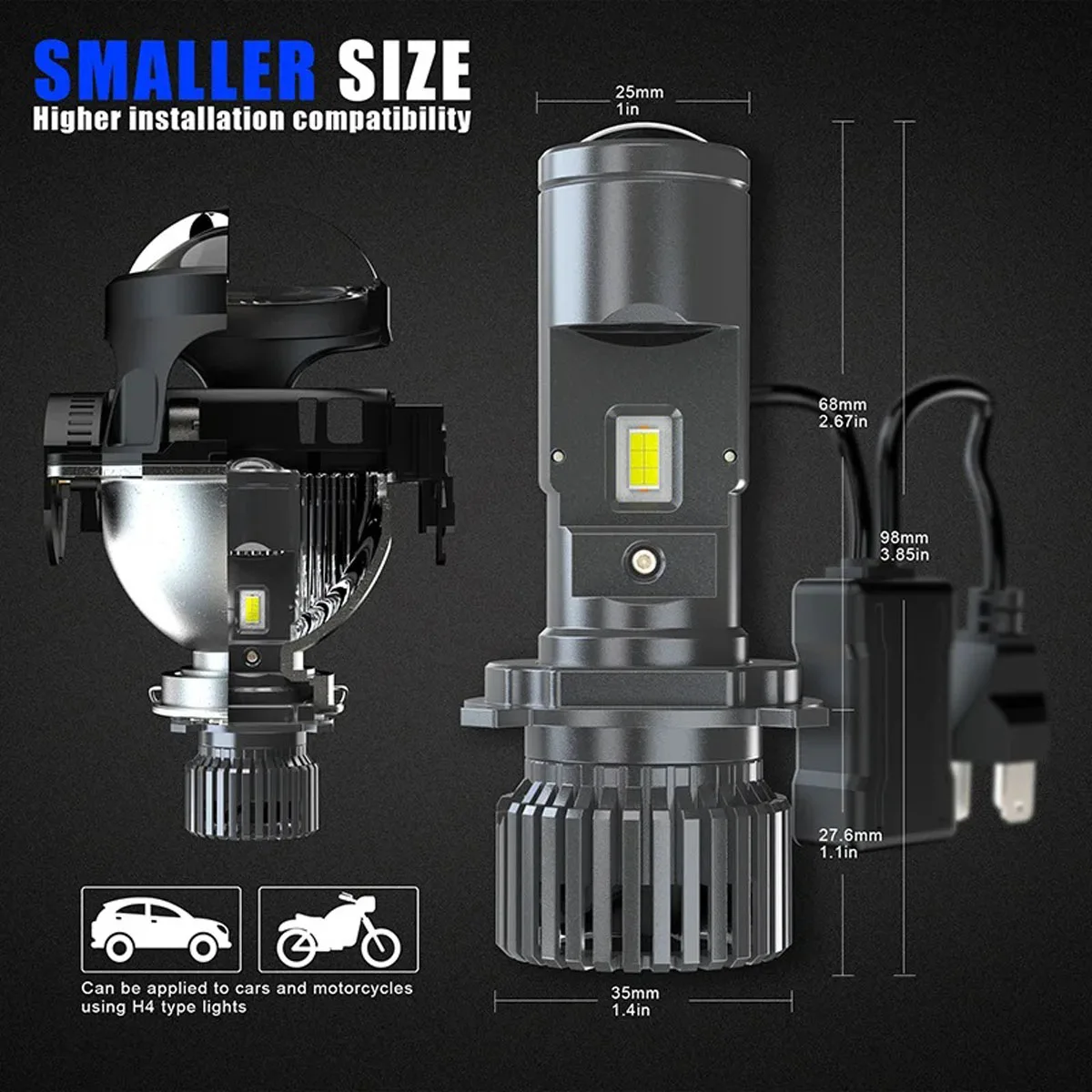 Lampu Depan Mobil LED H4 120W  - Led Headlight H4 Hi Lo 120W ulasan dan harga