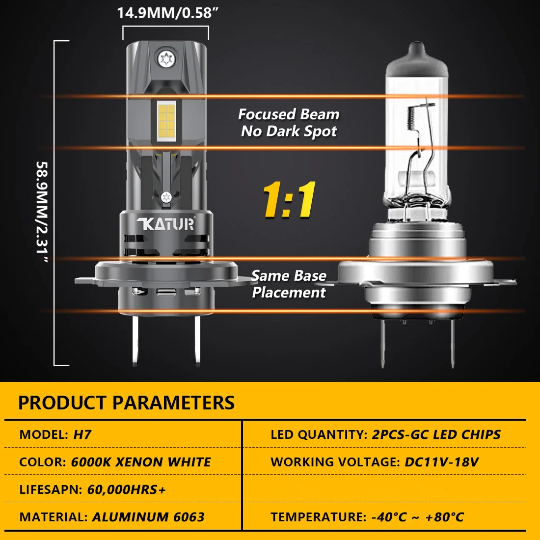 Katur 2 buah lampu depan mobil - Led Headlight Bulb H7 20000Lm ulasan dan harga
