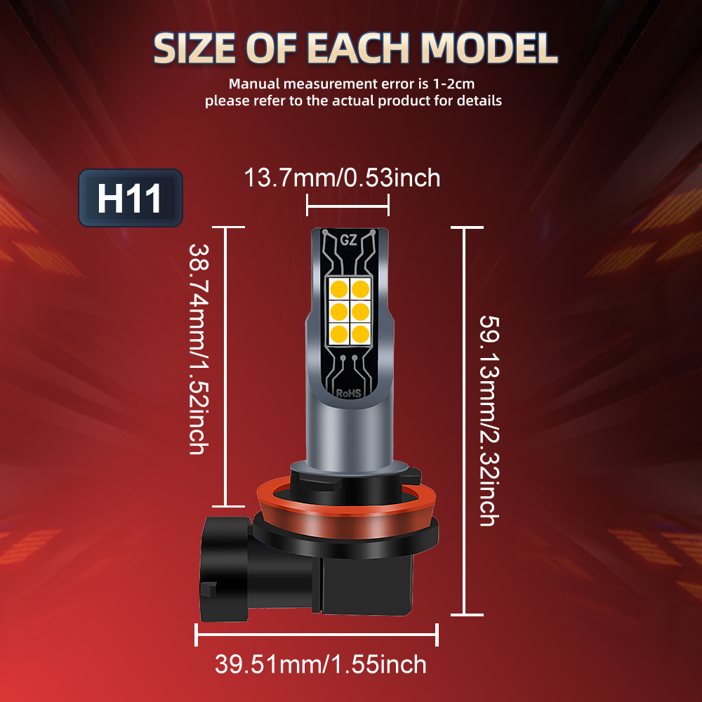 2 Buah Lampu Kabut Depan LED B - Led Fog Light H11 3000K Yellow ulasan dan harga