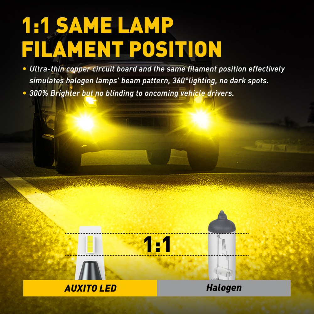AUXITO 2 Buah H11 H8 Lampu Kab - Led Fog Light H11 3000K Yellow ulasan dan harga