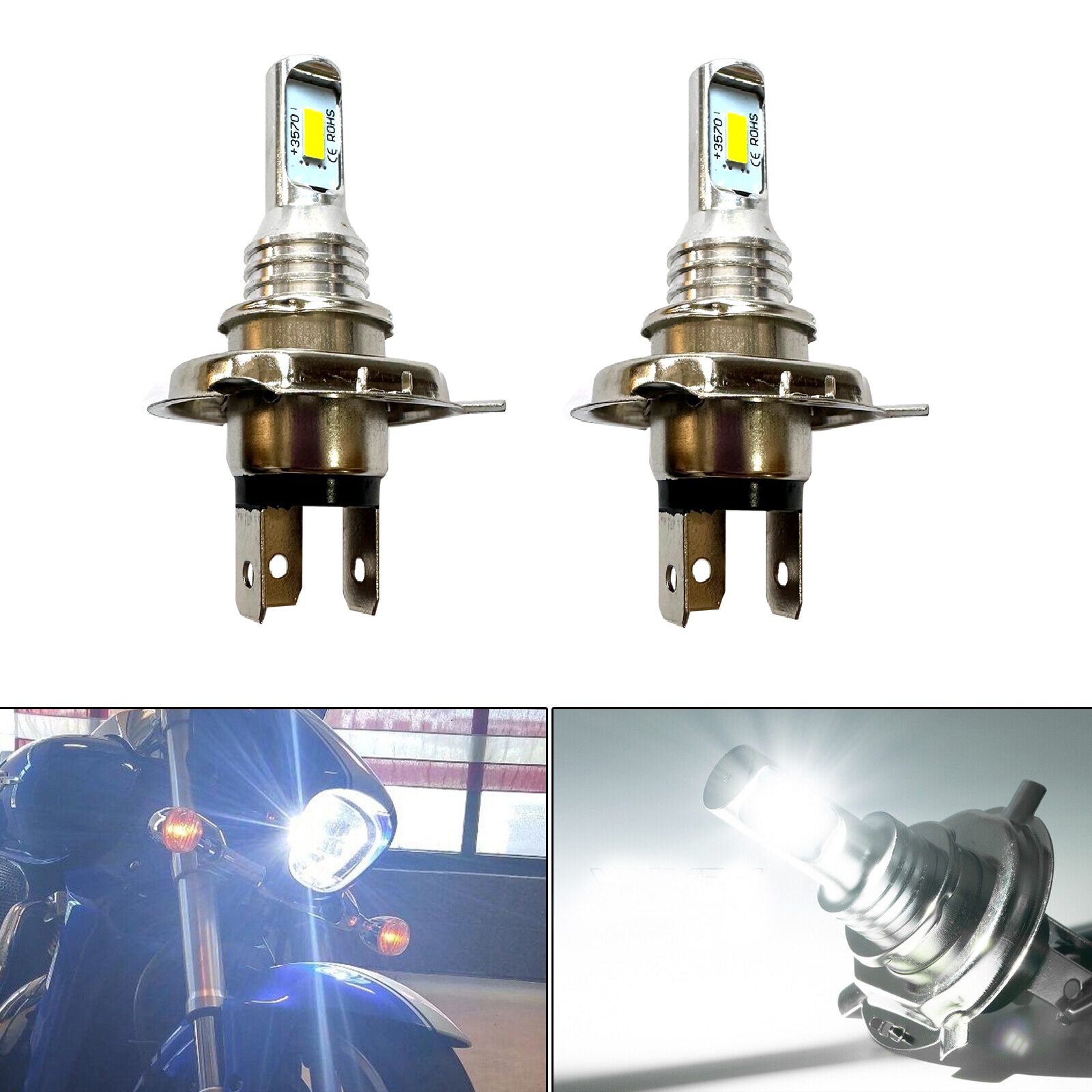 H4 12v Led Xenon Putih Canbus  - Motorcycle Led Headlight Bulb H4 ulasan dan harga