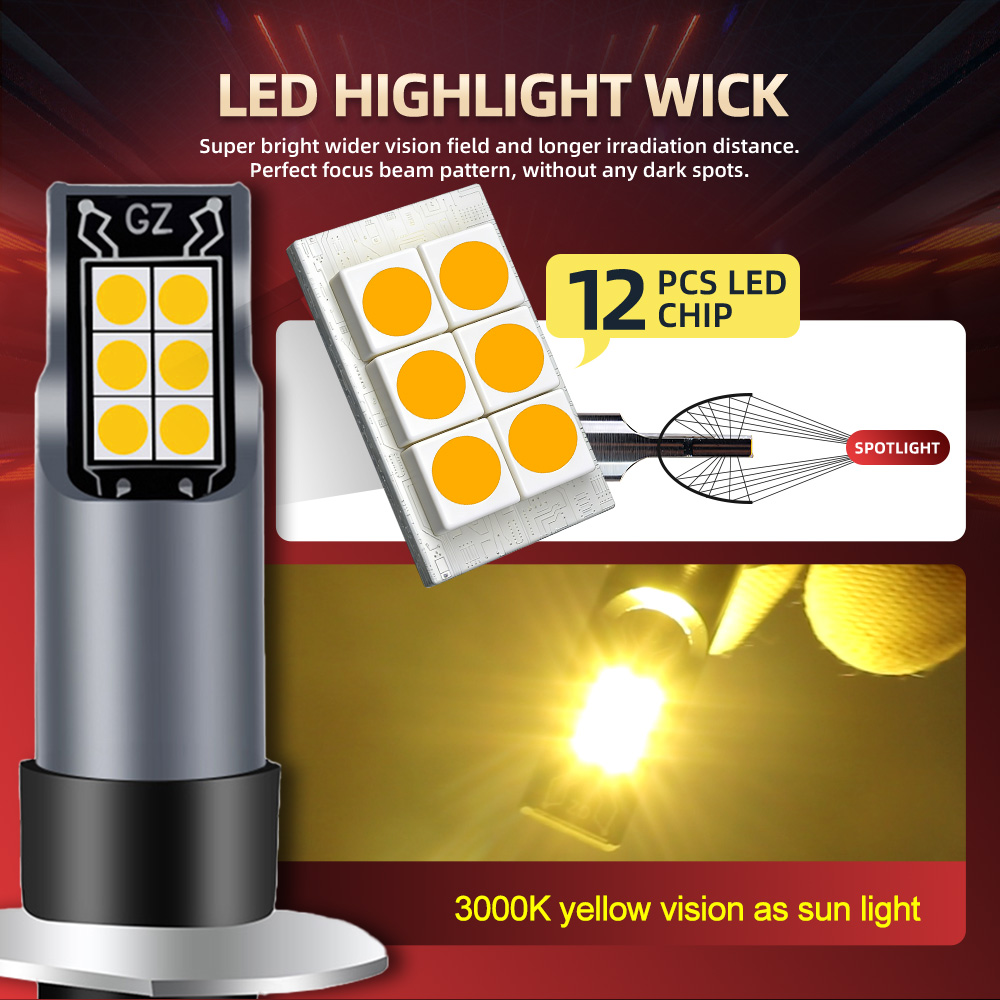 2 Buah Bohlam LED Lampu Kabut  - Led Fog Light H11 3000K Yellow ulasan dan harga